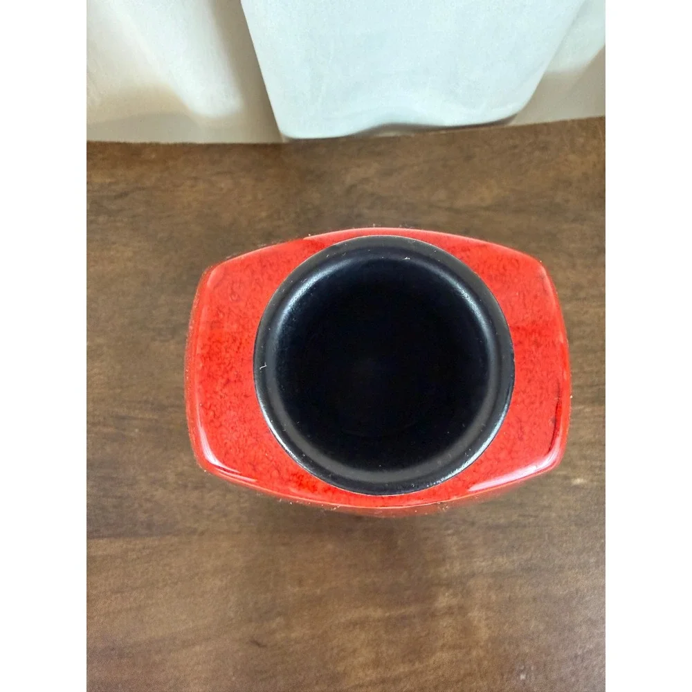 Gerda Heuckeroth Pottery Red Black Lava‎ Drop Glaze Vase 30004-20 Germany